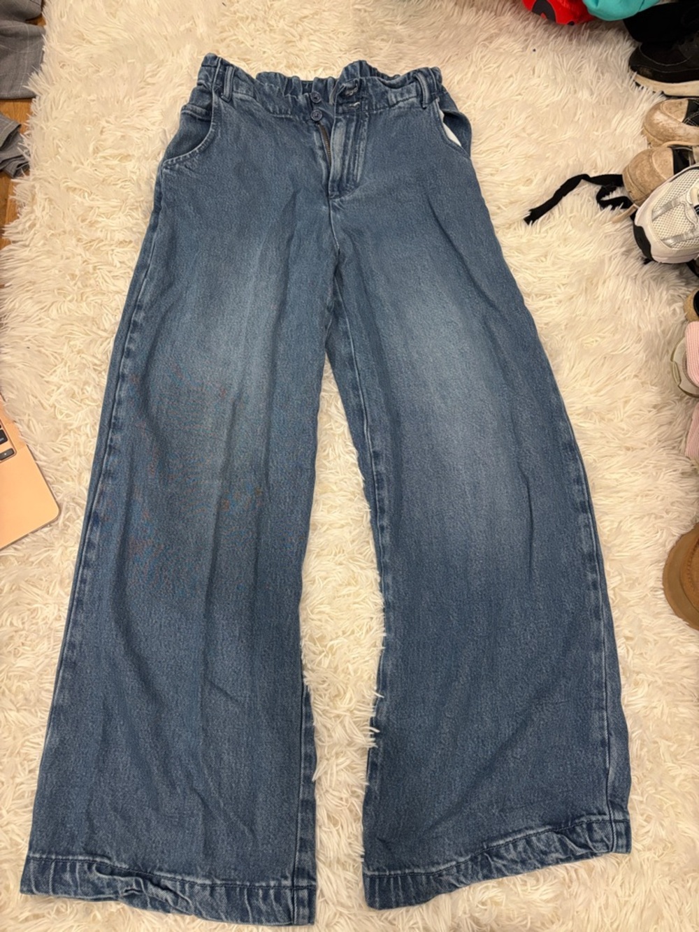 High-Rise Wide Leg Blue Denim Jeans for Women